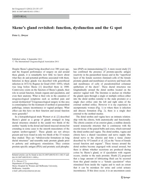 inflammation glande de skene|Skene’s gland revisited: function, dysfunction and the G spot